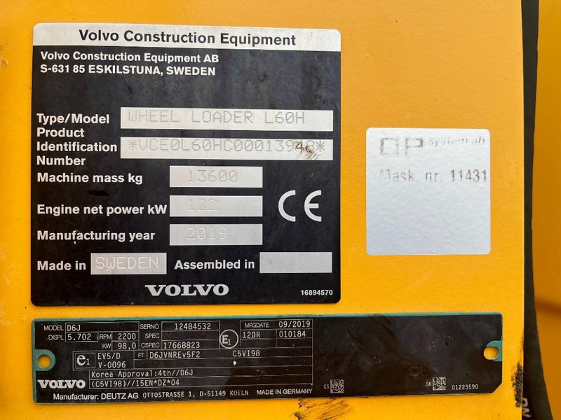 Wheel loader Volvo L60H Lång bom, Hjullastare