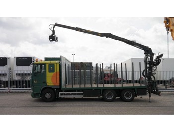 Forestry trailer, Truck DAF XF 105.410 6X2 OPEN BOX WITH JONSERED 1140 CRANE: picture 1