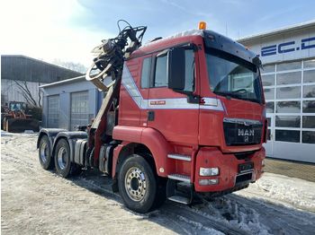 Forestry trailer, Crane truck MAN 33.480 6x4 Euro 5 Holztransporter Kran + Säge: picture 1