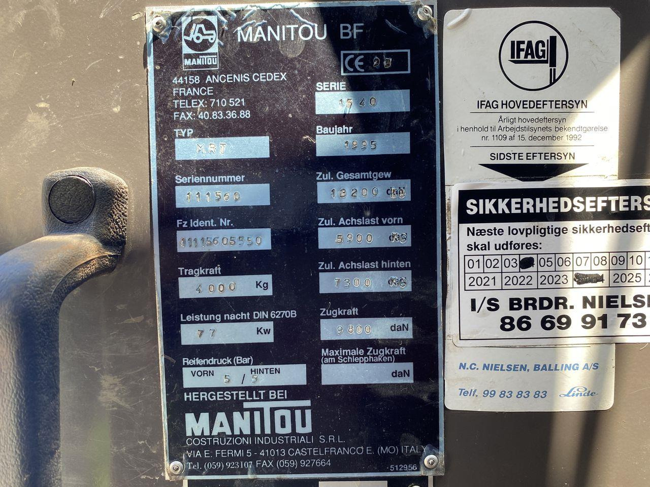 Telescopic handler Manitou MRT1540