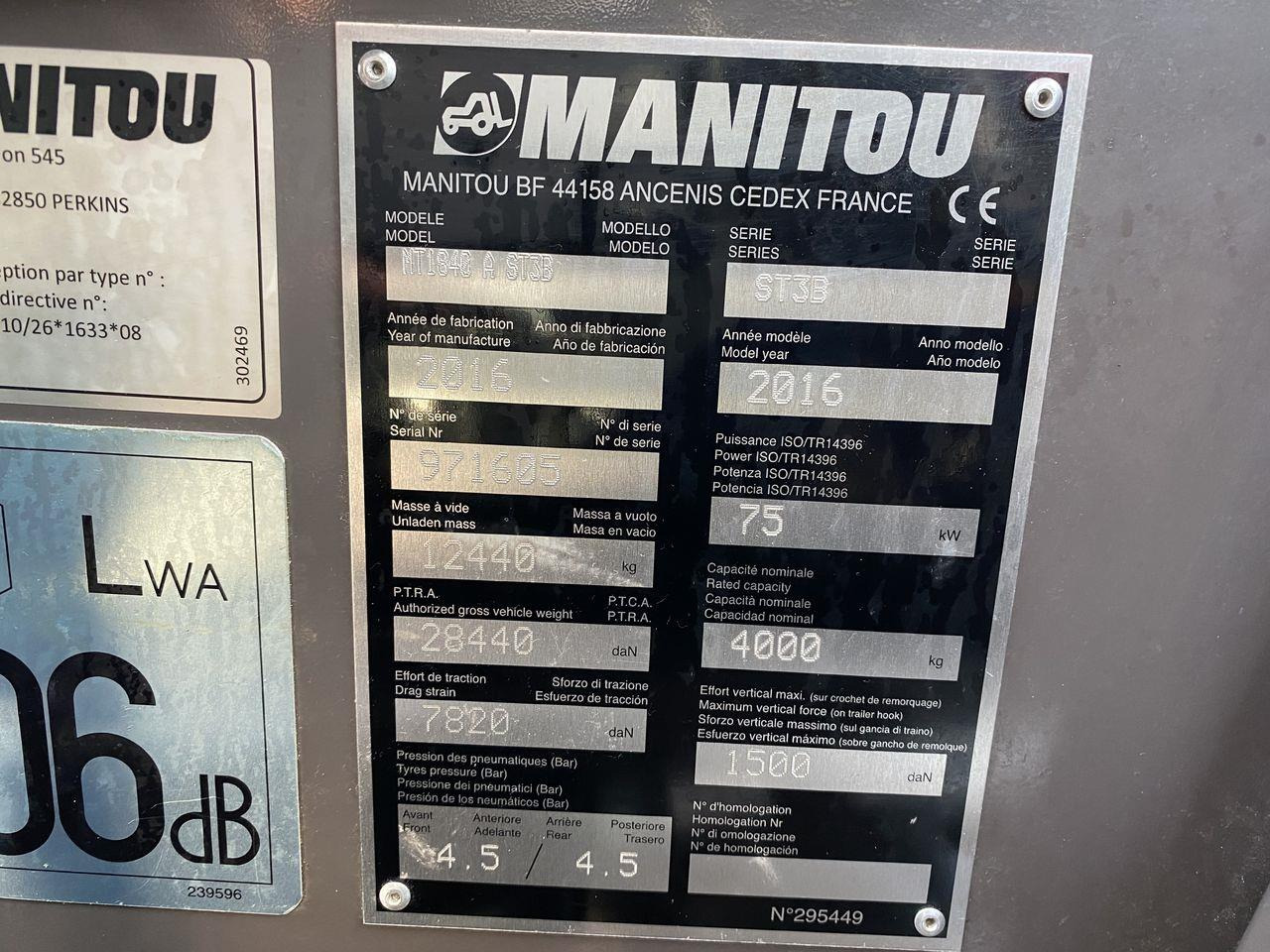 Telescopic handler Manitou MT1840A ST3B