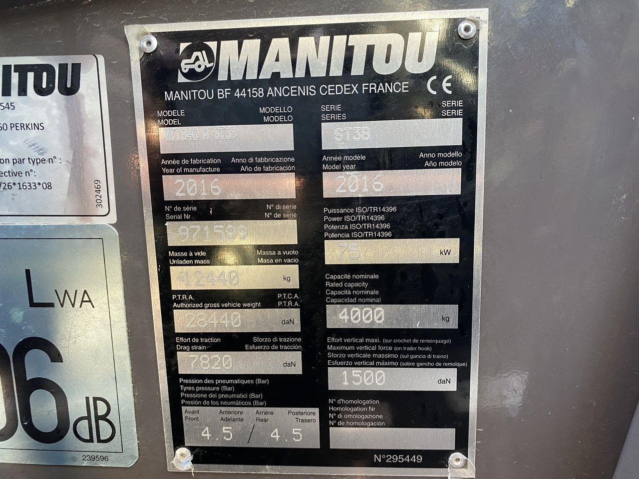 Telescopic handler Manitou MT1840A ST3B