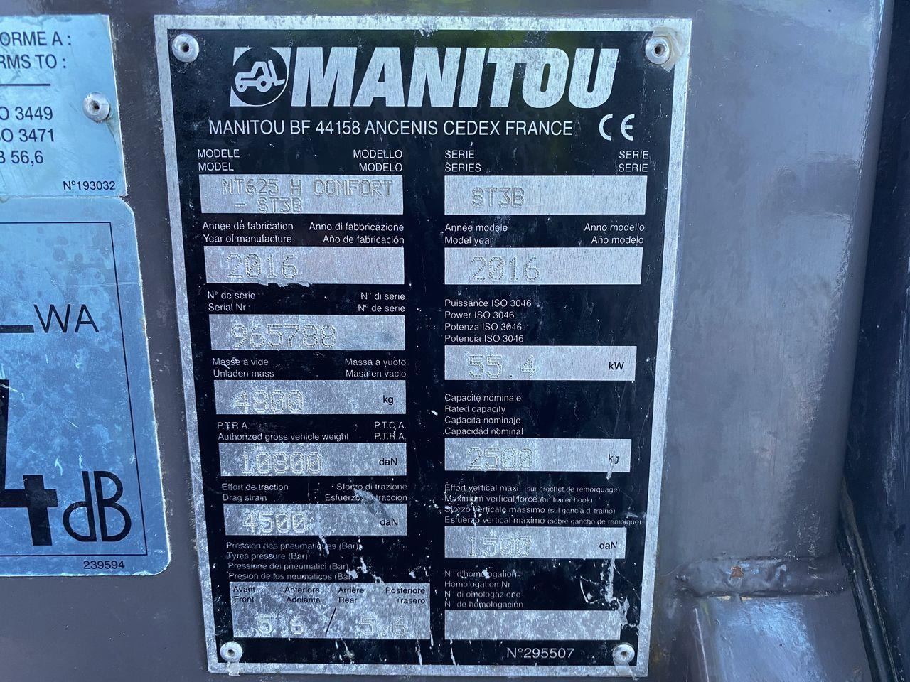 Telescopic handler Manitou MT625H Comfort