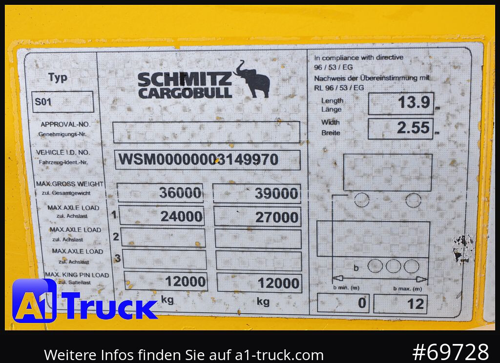 Curtainsider semi-trailer SCHMITZ SD Tautliner, Code XL,VDI 2700, DC 9.5, verzinkt,