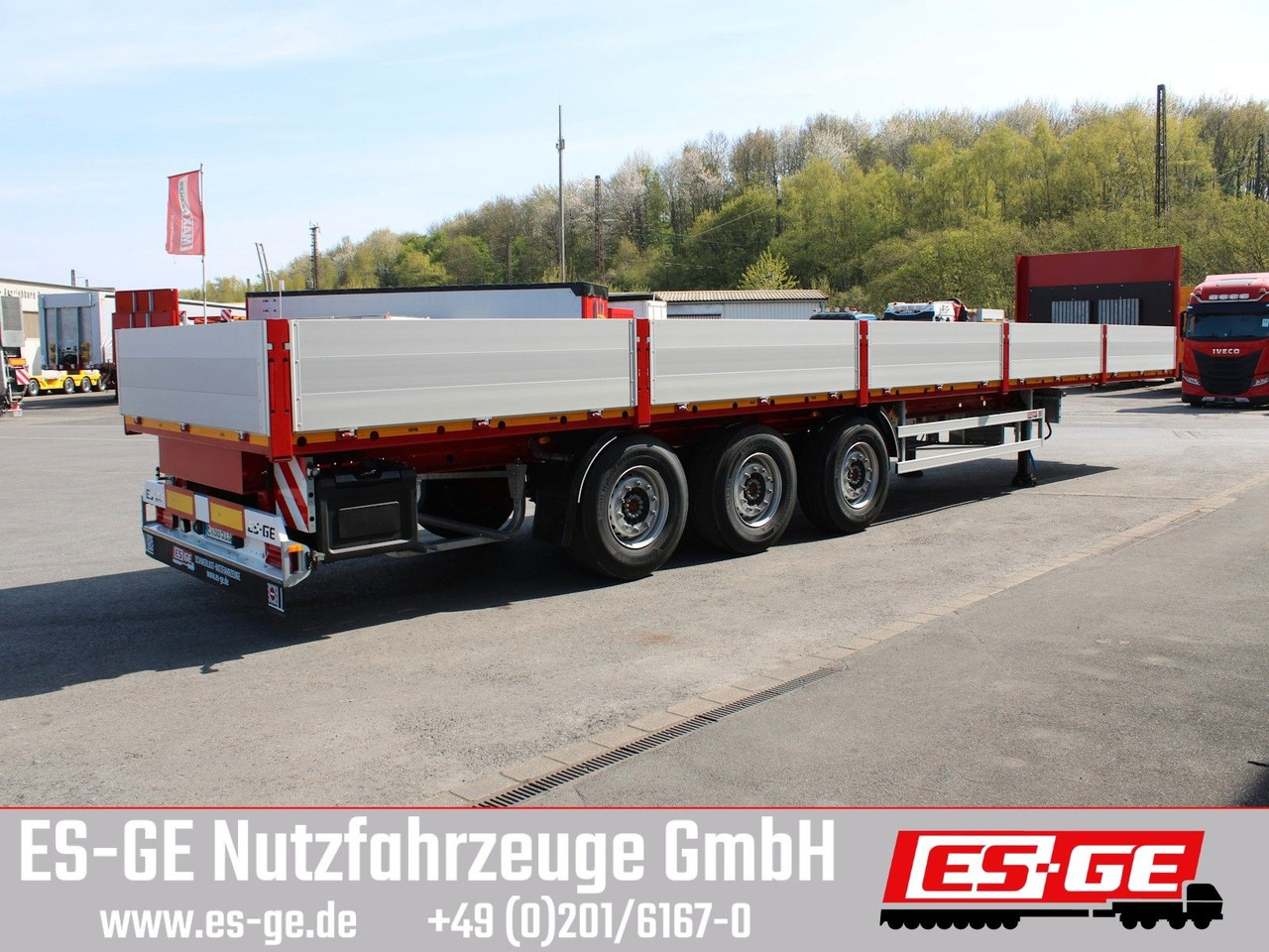 Dropside/ Flatbed semi-trailer ES-GE 3-Achs Sattelanhänger -Bordwände