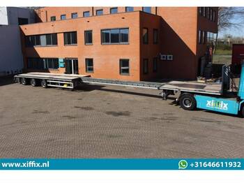 Faymonville TE HUUR: Vlakke MEGA uitschuifbare oplegger // 3x gestuurd  - dropside/ flatbed semi-trailer
