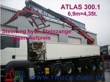 LANGENDORF Stein/Baustoff+Heck Kran ATLAS 300.1 Bj.1999 - Dropside/ Flatbed semi-trailer