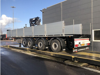Dropside/ flatbed semi-trailer Pacton 4-assige | kraanoplegger | Kinetic 17R kraan | 3x uitschuifbaar