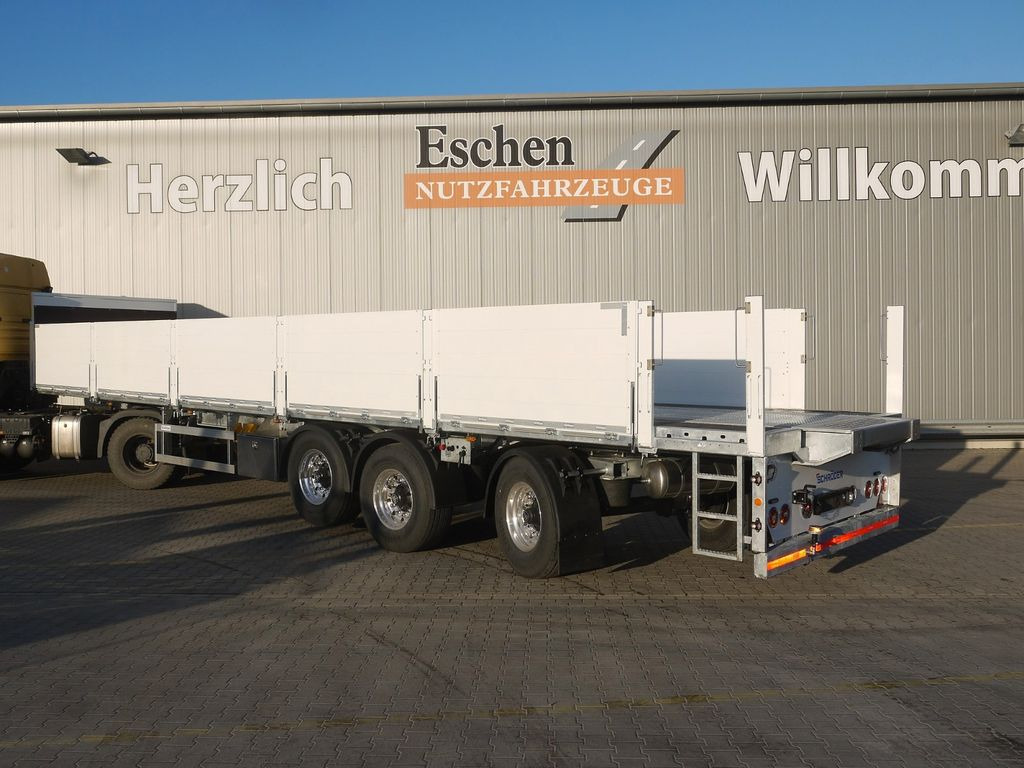 Dropside/ Flatbed semi-trailer Schröder 12,85m*Rollkran-Kran*Pritsche Lenkachse