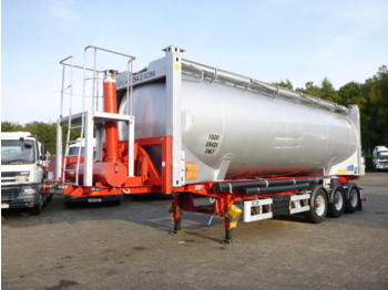 Tank semi-trailer for transportation of food Feldbinder Food/powder tank container alu 40 m3 + tipping chassis: picture 1