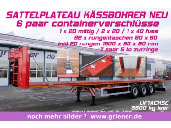 Flatbed semi-trailer Kässbohrer SPS / PLATEAU / CONTAINER 20/40 RUNGENTASCHEN
