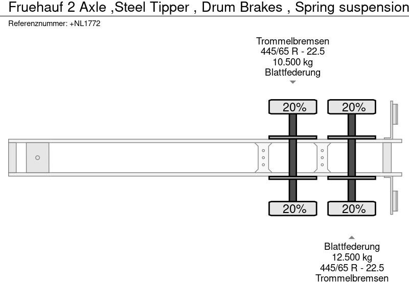 Tipper semi-trailer Fruehauf 2 Axle ,Steel Tipper , Drum Brakes , Spring suspension: picture 12