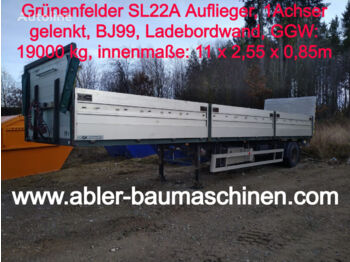Dropside/ Flatbed semi-trailer GRÜNENFELDER SL 22 A: picture 1