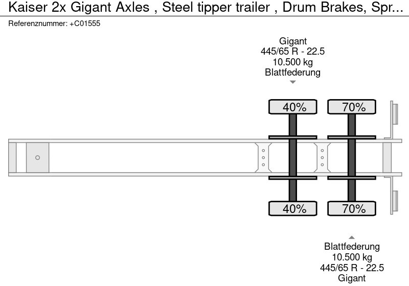 Tipper semi-trailer Kaiser 2x Gigant Axles , Steel tipper trailer , Drum Brakes, Spring Suspension: picture 13