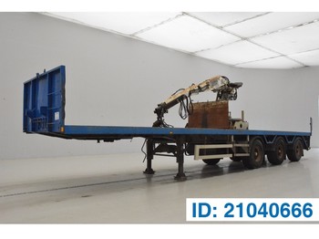 Dropside/ Flatbed semi-trailer Kennis Flatbed with crane: picture 1