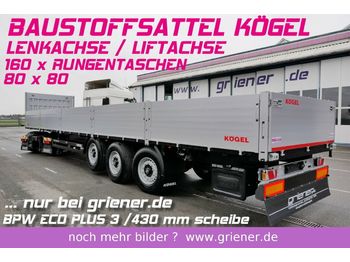 New Dropside/ Flatbed semi-trailer Kögel SN24 /BAUSTOFF 800 BW /160 x RUNGEN  LENKACHSE: picture 1