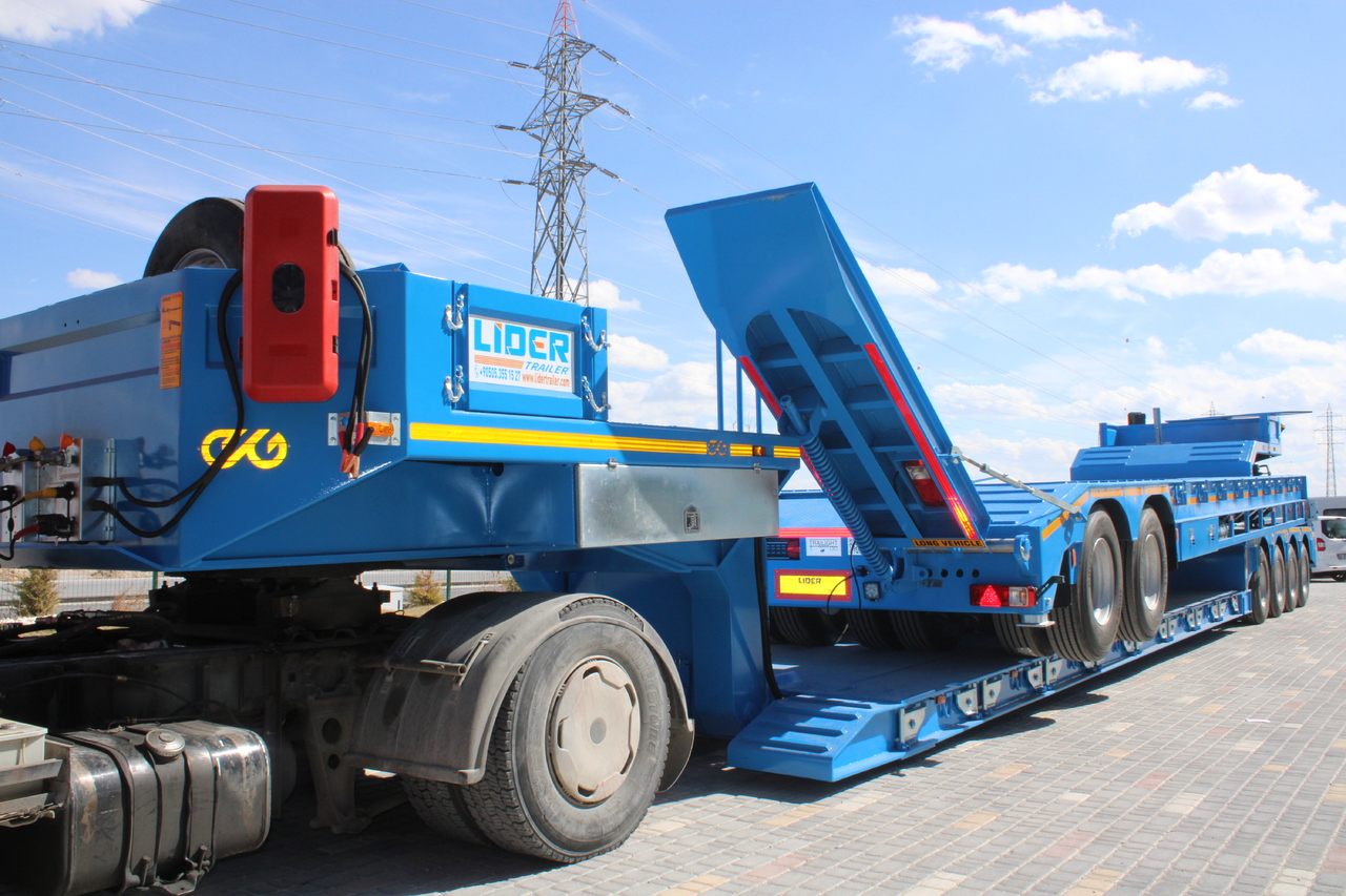 New Low loader semi-trailer for transportation of heavy machinery LIDER 2024 READY IN STOCK UNUSED FRONT LOADING: picture 15