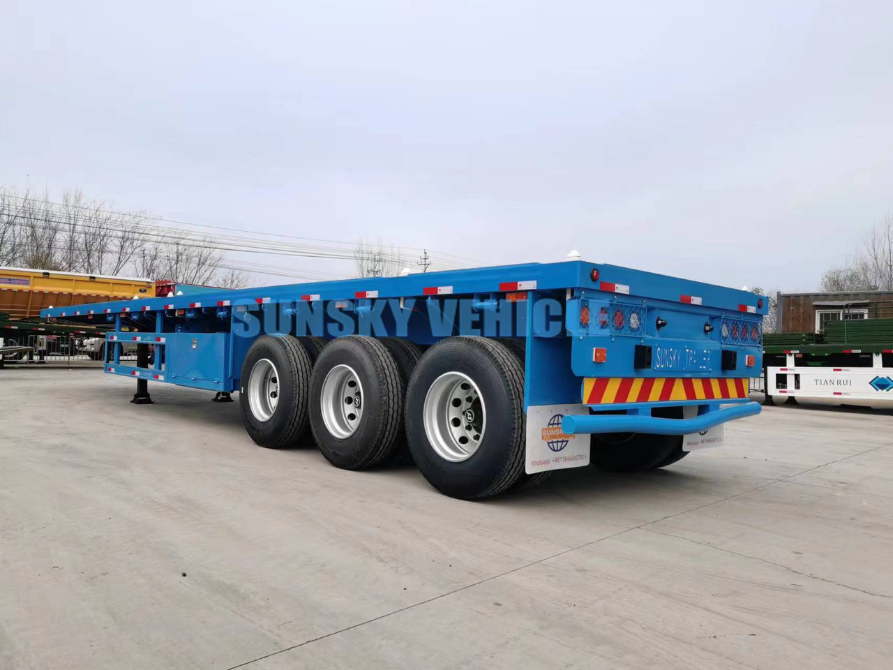 New Dropside/ Flatbed semi-trailer for transportation of bulk materials SUNSKY 40FT 3 axle flatbed trailer: picture 10