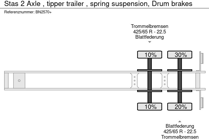 Tipper semi-trailer Stas 2 Axle , tipper trailer , spring suspension, Drum brakes: picture 14
