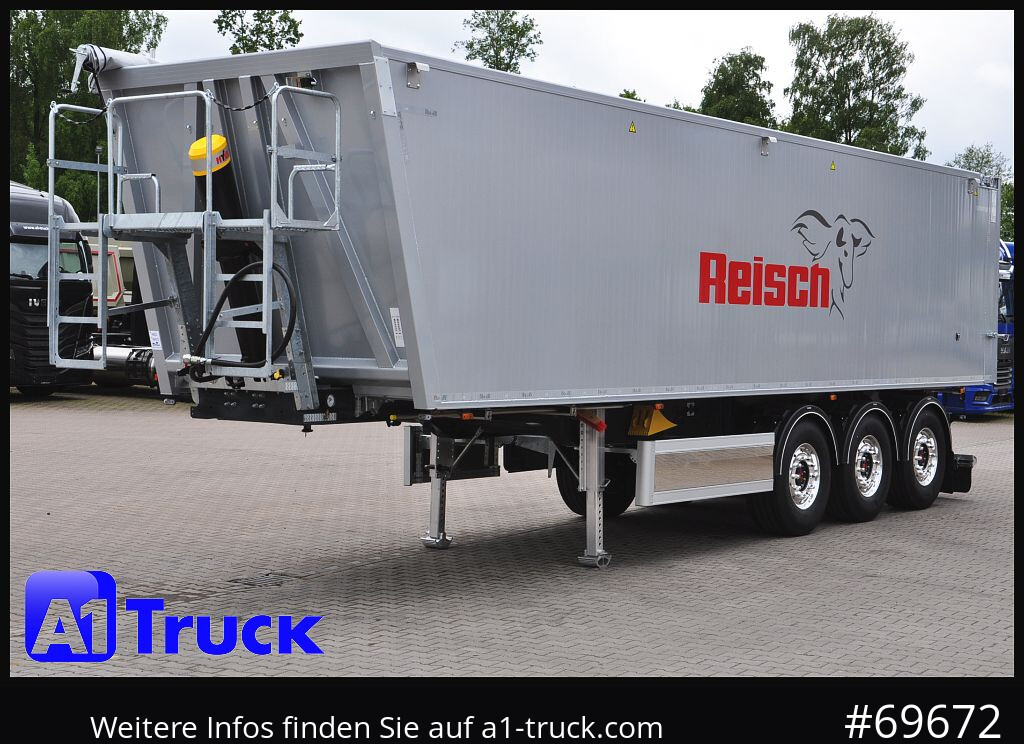 Tipper semi-trailer REISCH RHKS, Alu-Kippmulde 50m³, NEU Kombitüren, Alufelgen, Liftachse,