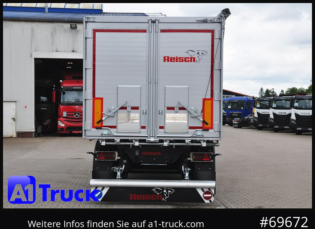 Tipper semi-trailer REISCH RHKS, Alu-Kippmulde 50m³, NEU Kombitüren, Alufelgen, Liftachse,