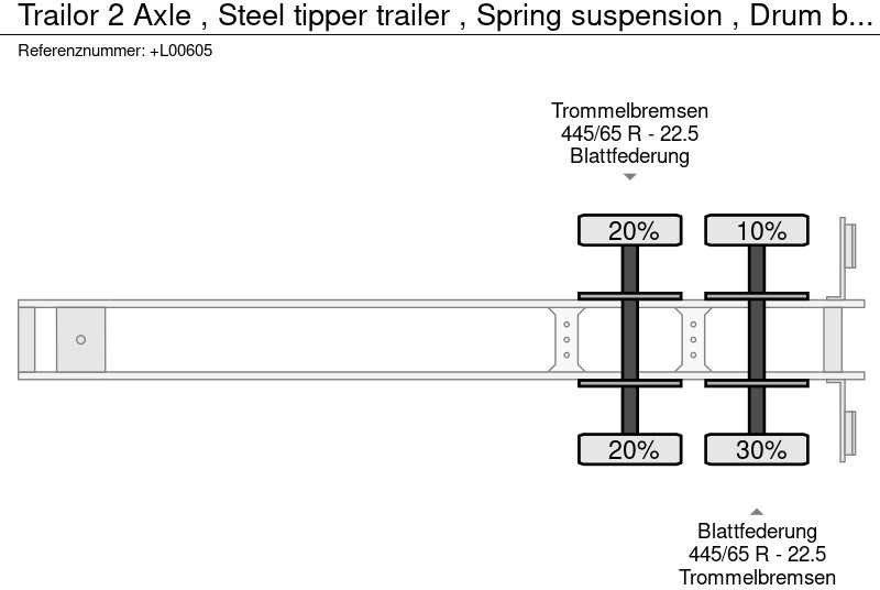Tipper semi-trailer Trailor 2 Axle , Steel tipper trailer , Spring suspension , Drum brakes: picture 12
