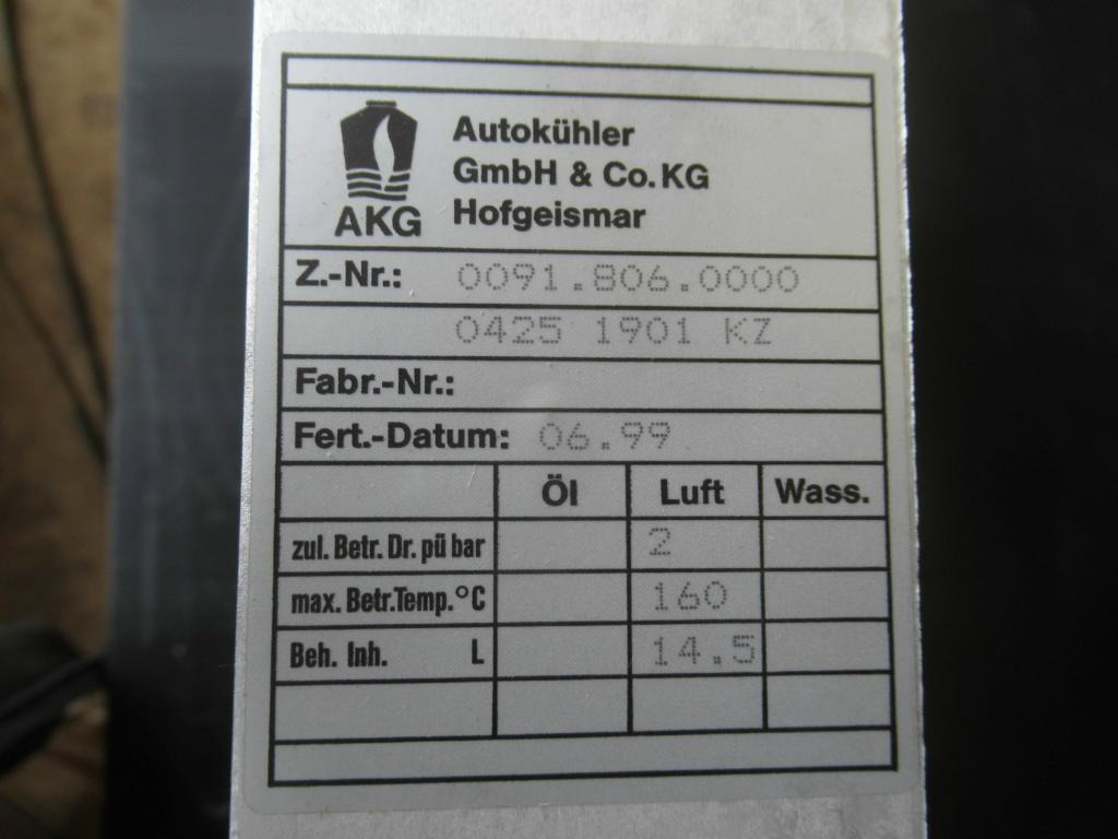 New Intercooler for Construction machinery Akg Hofgeismar 0091.806.0000.0425.1901.KZ -: picture 10