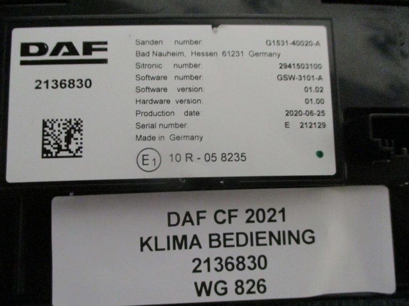 Electrical system for Truck DAF CF410 2136830 KLIMA BEDIENING EURO 6 MODEL 2021: picture 2