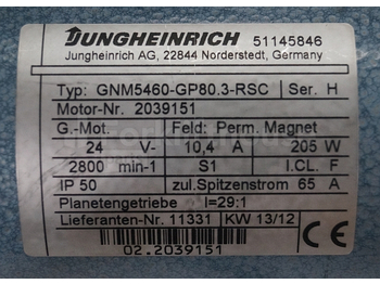 Engine for Material handling equipment Jungheinrich 51145846 Steering motor 24V type GNM5460-GP80.3 sn 2039151: picture 2