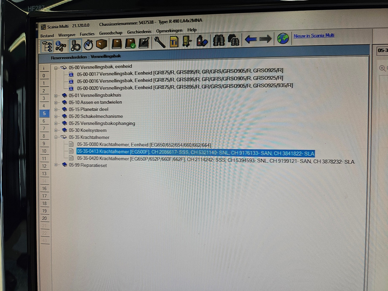 Transmission Scania PTO EG500F Double