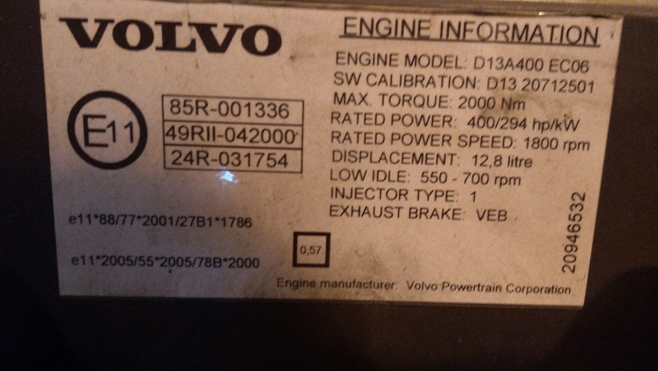 Engine and parts for Truck VOLVO ENGINE FM 400 D13 D13A 400 EC06 EURO 5: picture 4
