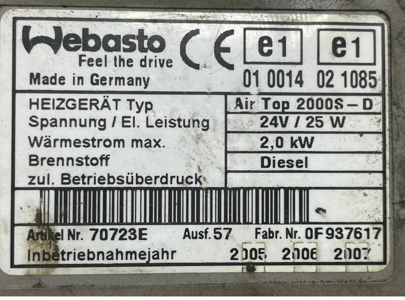 Heating/ Ventilation Volvo VOLVO, WEBASTO FH (01.05-): picture 5