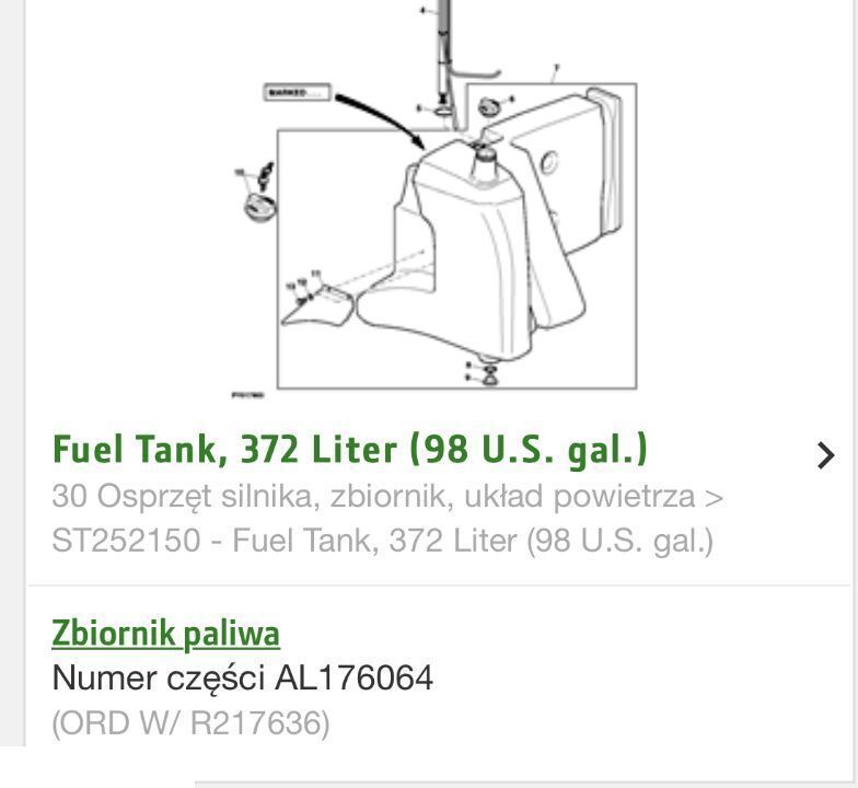 Fuel tank for Agricultural machinery Zbiornik Paliwa - John Deere 7530  Premium: picture 3