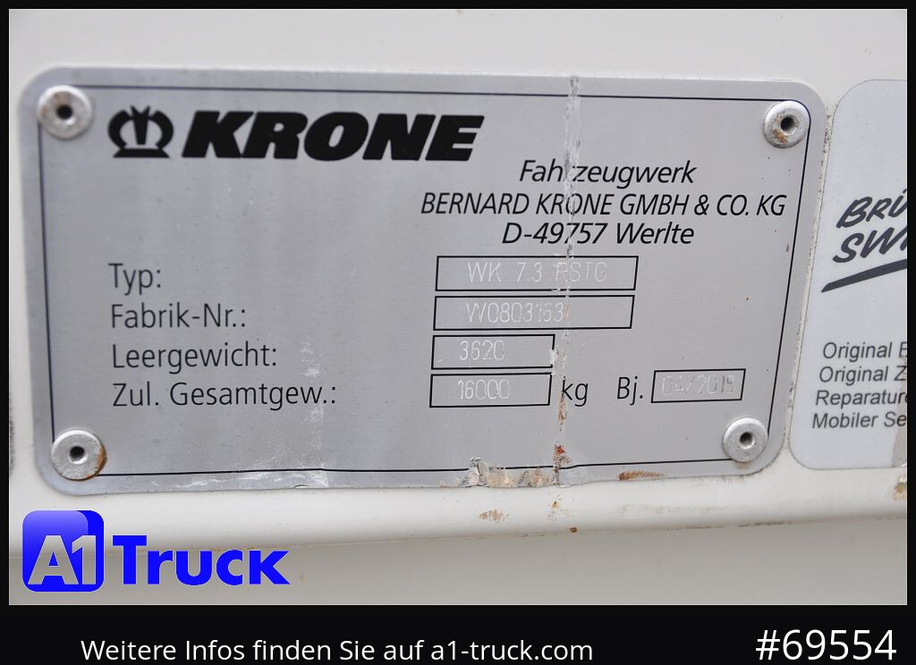 Swap body - box KRONE WB BDF 7,45 Koffer,  2750mm innen, 20 x vorhanden