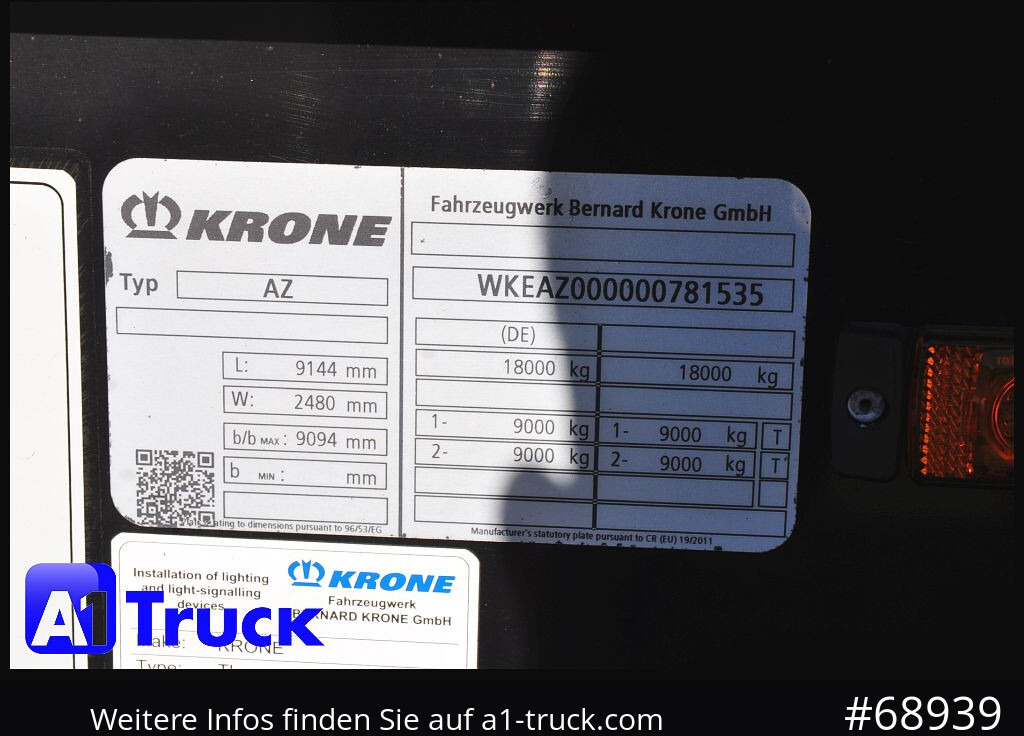 Container transporter/ Swap body trailer KRONE Standard BDF Anhänger für 7,45 WB, 1 Vorbesitzer