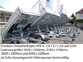 New Tipper trailer Humbaur - HTK3000.37 Dreiseitenkipper 3,0to Stahlbordwände: picture 1