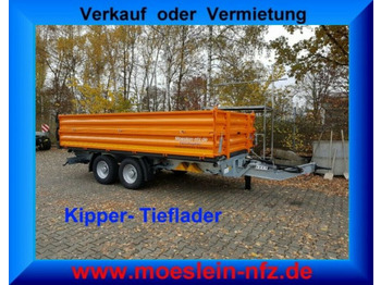 Möslein  neuer Tandem 3- Seitenkipper Tiefladermit Bordw  - Tipper trailer: picture 1