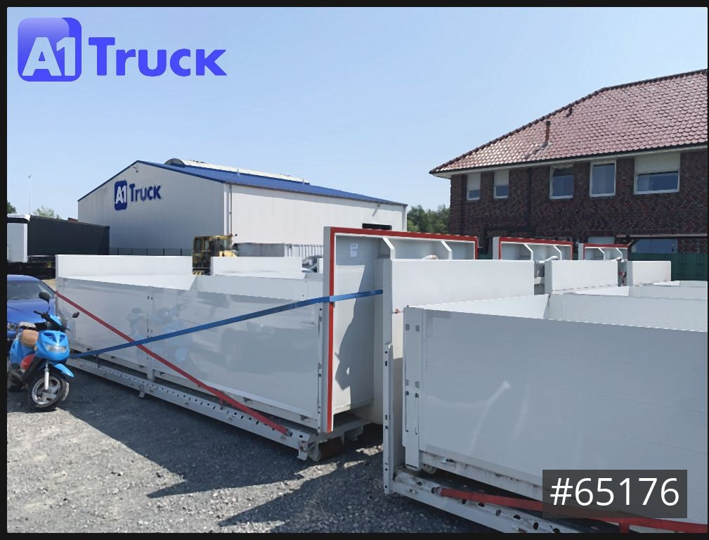 Roll-off/ Skip trailer HUEFFERMANN Abrollcontainer Baustoff Plattfrom unbenutzt.
