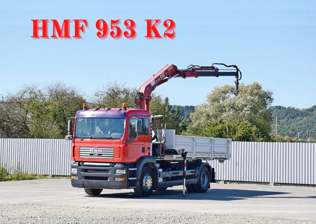 Crane truck MAN TG 310 A*  Abrollkipper + HMF 953 K2 * TOP