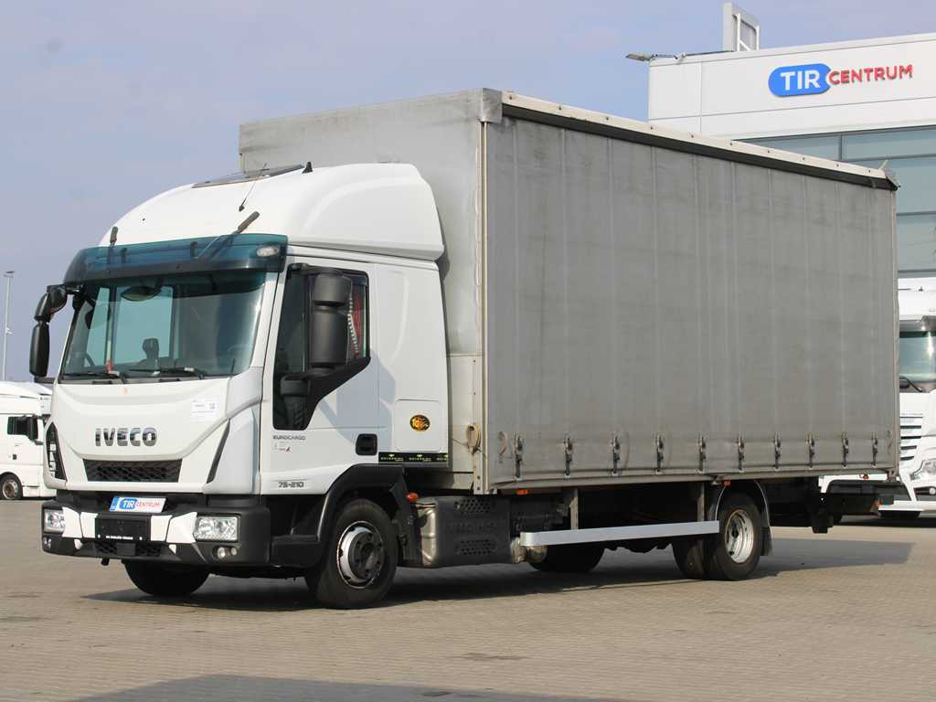 Curtainsider truck Iveco EUROCARGO 75E210, EURO 6, PNEU 80%