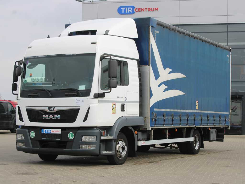 Curtainsider truck MAN TGL 8.190, EURO 6, TIRES 80%