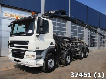 Skip loader truck DAF FAD 85 CF 460 8x4 Euro 5 Hiab 22 ton/meter laadkraan: picture 1