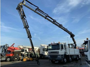 Dropside/ flatbed truck DAF CF 85-410 8X4 MANUAL FULL STEEL + HIAB 477-6 + J