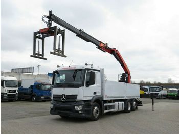Dropside truck Mercedes-Benz Antos 2543 L 6x2 Pritsche Heckkran Palf. PK 2100