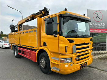 Dropside truck Scania P320 4x2HNA Baustoff Palfinger 12001L Euro5