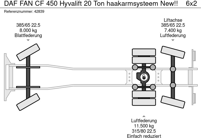 Hook lift truck DAF FAN CF 450 Hyvalift 20 Ton haakarmsysteem New!!