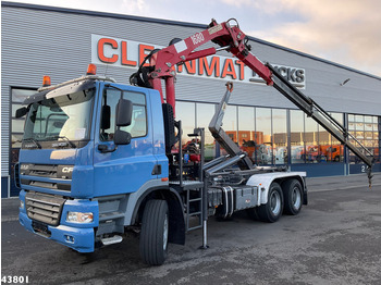 Hook lift truck DAF FAT 85 CF 410 6x4 Full Steel Manual HMF 16 Tonmeter laadkraan