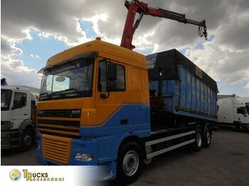 Hook lift truck DAF XF 95.530 + hooksystem + crane palfinger 12.5 t/m+ seperated box incl
