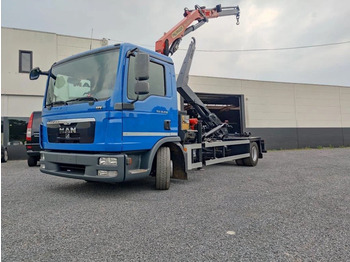 Hook lift truck MAN TGL 12.250 Container + kraan Palfinger PK8501