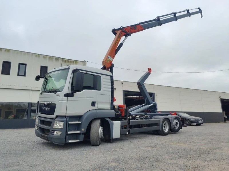 Hook lift truck MAN TGS 26.320 6x2 Euro5 container + Kraan Palfinger PK16502